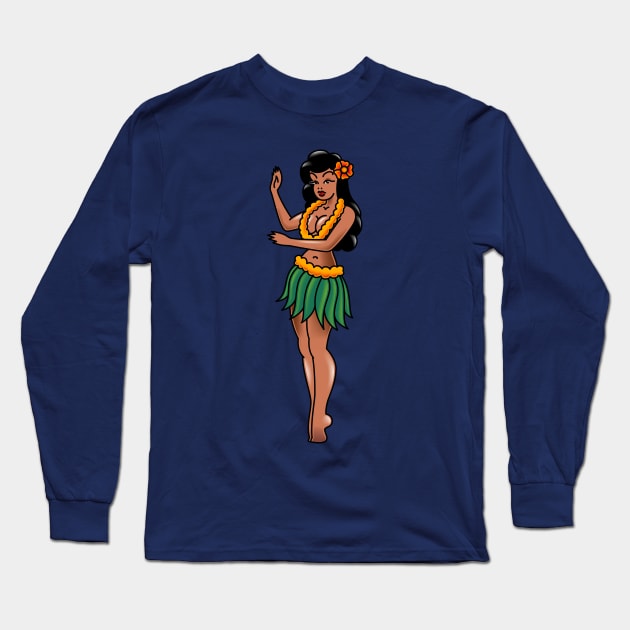 Hula Girl Long Sleeve T-Shirt by OldSalt